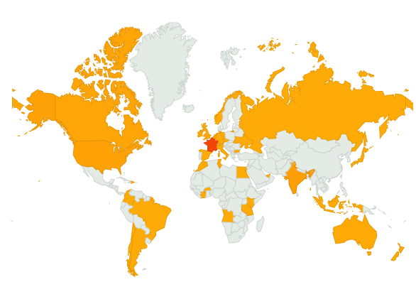 Tous les pays ou mon blog a été consulté !